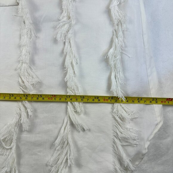 DEREK LAM 10 CROSBY Womens Oversized Blouse White Sz 8 Raw Fringe Overlap Back - Picture 9 of 14
